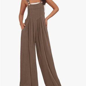 Automet Brown Buttoned Wide Leg Jumpsuit/overalls